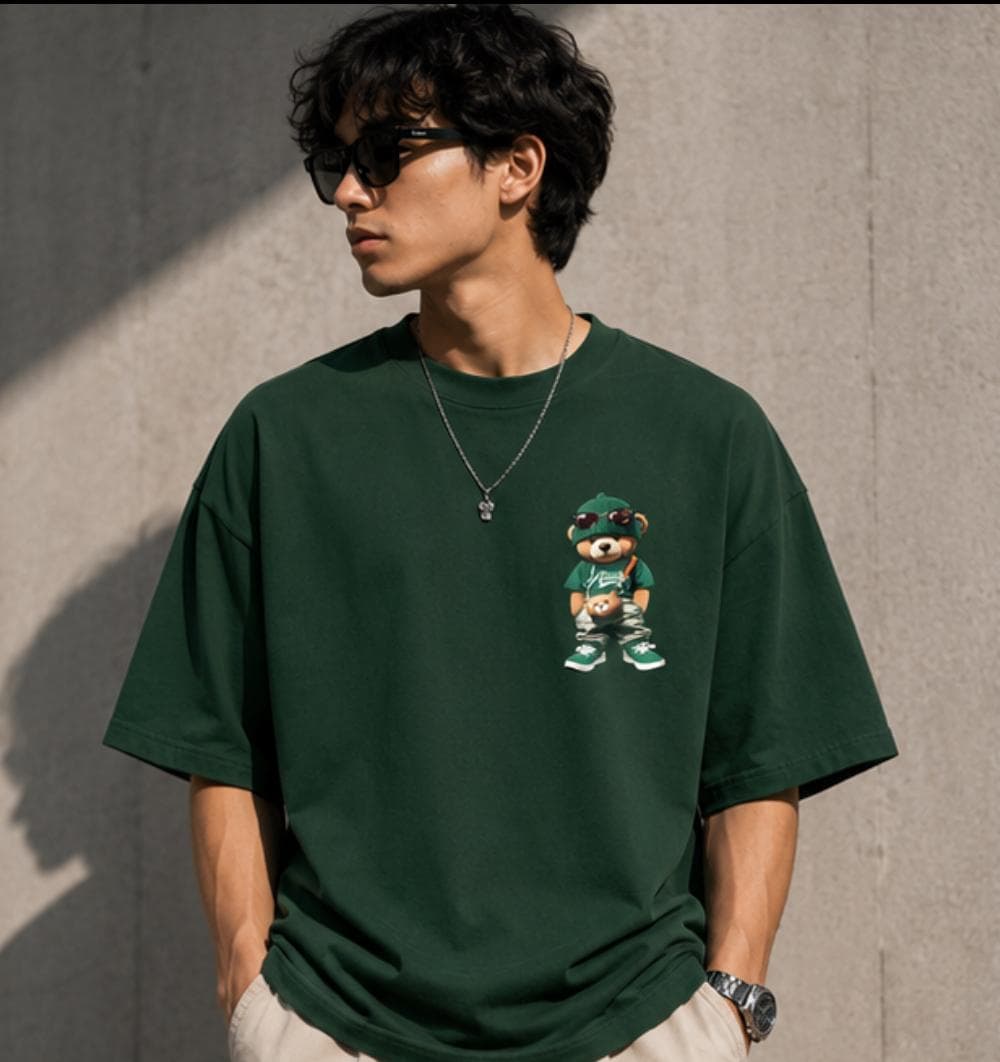 Men's olive green oversized graphic T-shirt — view 1